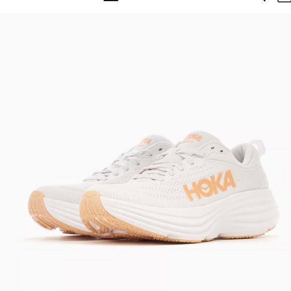 HOKA Bondi 8 sneakers women size 7.5 White /Cantaloupe New Season Women - Picture 3 of 16